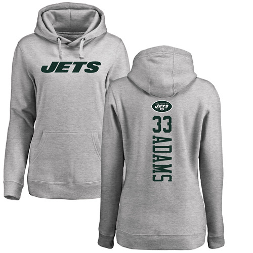New York Jets Ash Women Jamal Adams Backer NFL Football #33 Pullover Hoodie Sweatshirts->nfl t-shirts->Sports Accessory